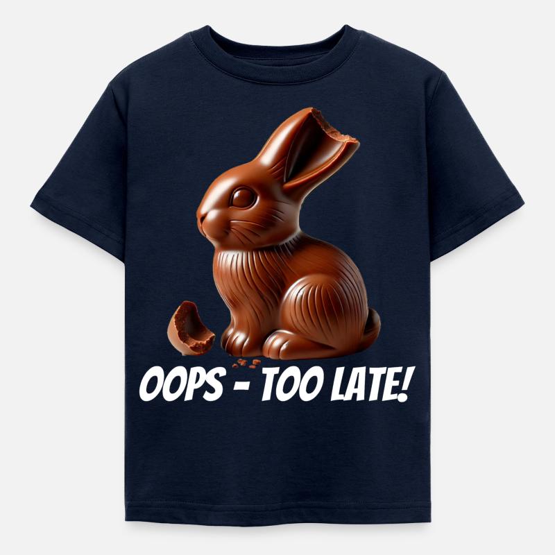 Oops – too late! Broken chocolate Easter bunny - Kids' T-Shirt - navy