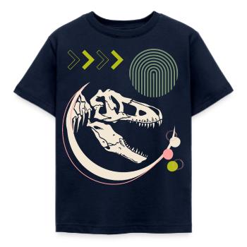 Dino 3, T-Rex, skeleton, wild world - Kids' T-Shirt - navy - Front - AI Model Kid Female (0cm)