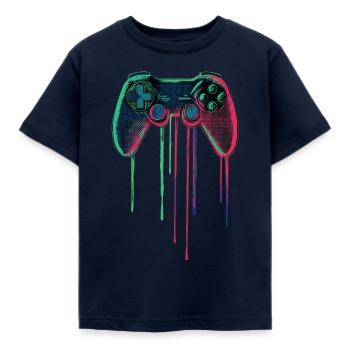 Retro Gaming Controller – Neon Gamer Ontwerp - Kinderen T-shirt - navy - Voor - AI Model Kid Female (0cm)