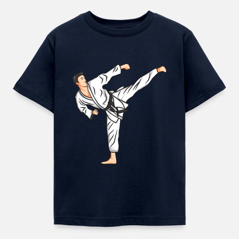Karate tegning - Børne-T-shirt - marineblå
