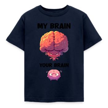 My Brain Your Brain Sarkasmus Cartoon Gehirn - Kinder T-Shirt - Navy - Vorne - AI Model Kid Female (0cm)