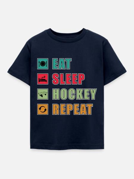 Eat Sleep Hockey Repeat - Kinder T-Shirt - Navy