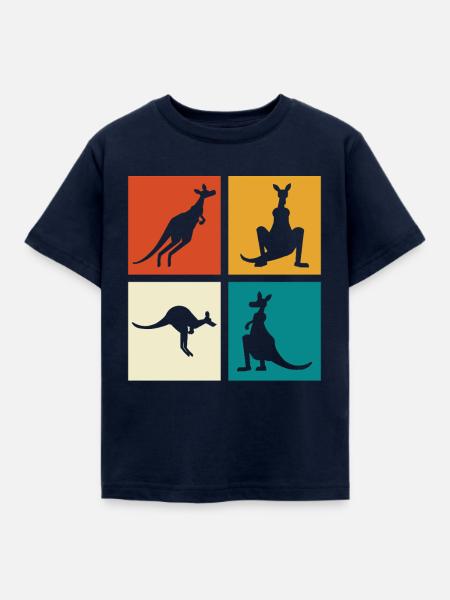 Känguru Vierbild Silhouetten - Kinder T-Shirt - Navy