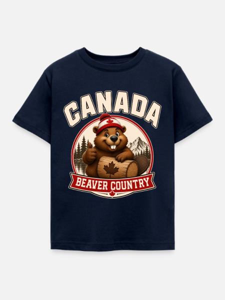 Kanada Biber Land - Kinder T-Shirt - Navy