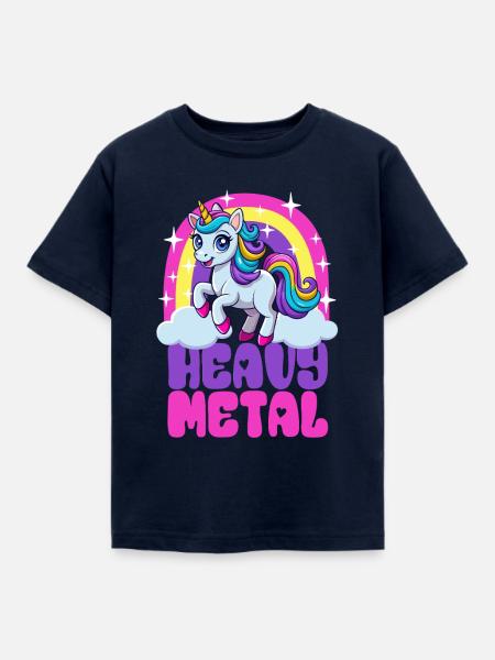 Einhorn Heavy Metal - Spruch - Kinder T-Shirt - Navy