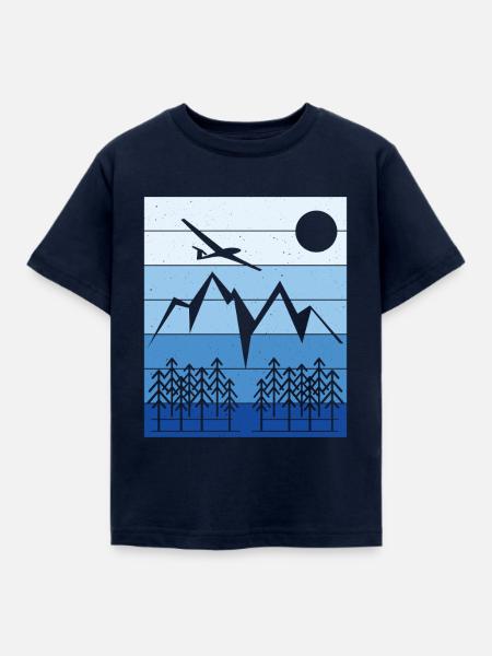 Segelflug Landschaft Design - Kinder T-Shirt - Navy