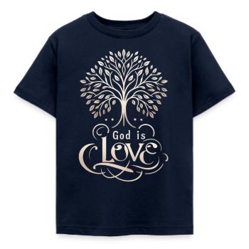 Gott ist Liebe - Kinder T-Shirt - Navy - Vorne - AI Model Kid Female (0cm)
