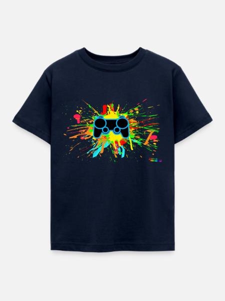 Controller-Splatter-Gamer - Kinder T-Shirt - Navy