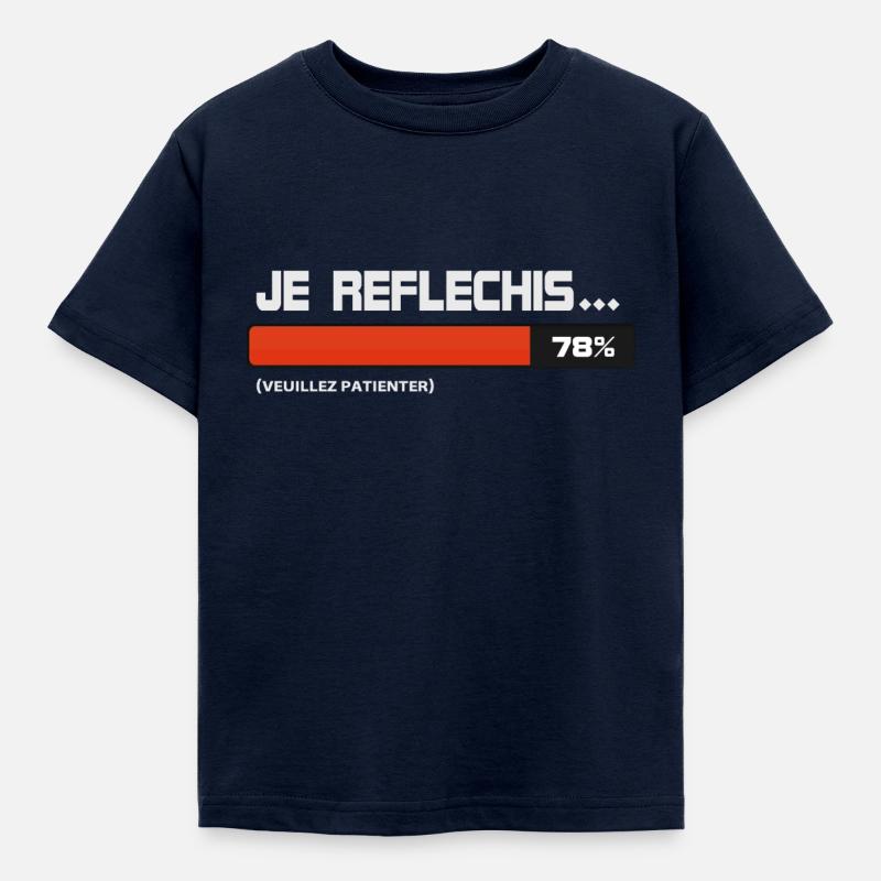 Je reflechis, patientez, please wait (orange|blanc - T-shirt Enfant - marine