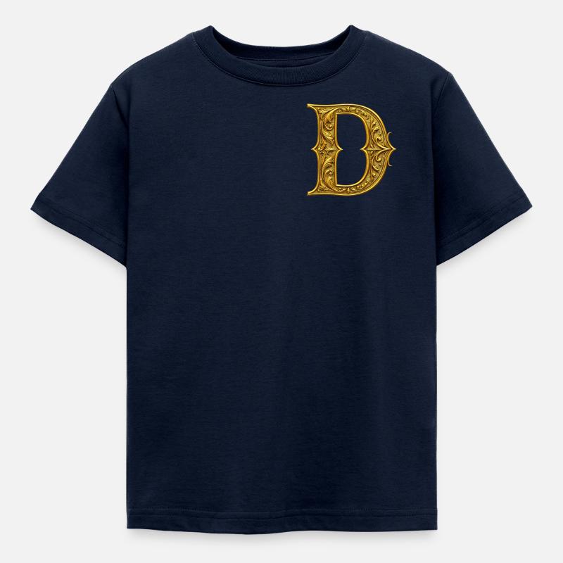Initiale D Dorée Ornementale - T-shirt Enfant - marine