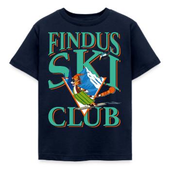 Pettersson & Findus Ski Club Design Mit Findus - Kinder T-Shirt - Navy - Vorne - AI Model Kid Female (0cm)