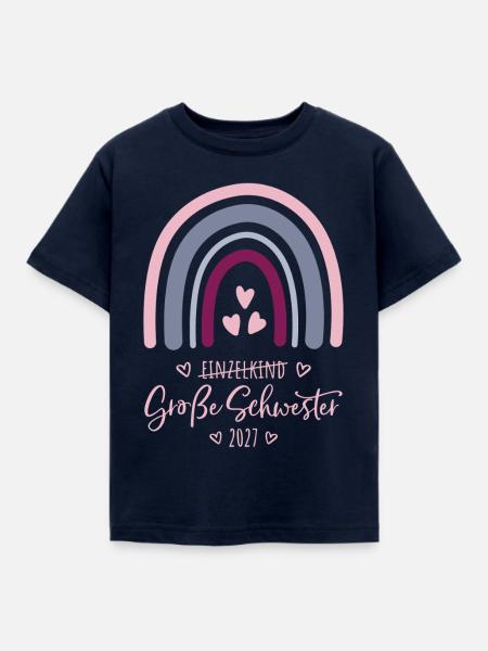 Große Schwester 2027 Boho Regenbogen - Kinder T-Shirt - Navy