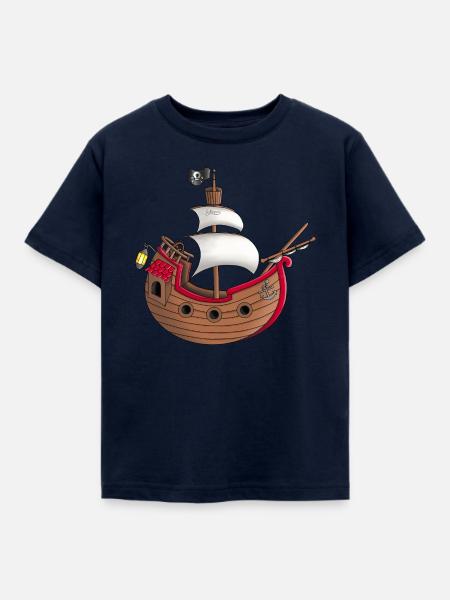 Lustiges Piratenschiff - Kinder T-Shirt - Navy