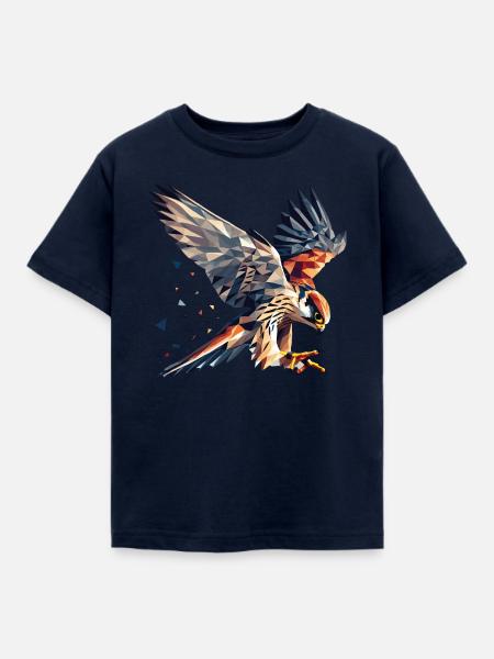 Falke Greifvogel Polygon Stil - Kinder T-Shirt - Navy