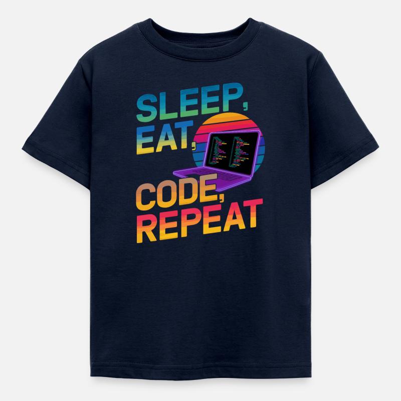 Sleep Eat Code Repeat Gift pour Coder - T-shirt Enfant - marine