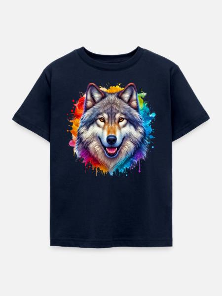 Wolf - Kinder T-Shirt - Navy