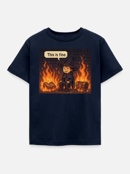 This Is Fine - Kinder T-Shirt - Navy