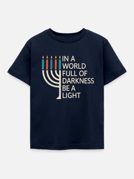 Sei ein Licht, fröhliches Chanukka - Kinder T-Shirt - Navy