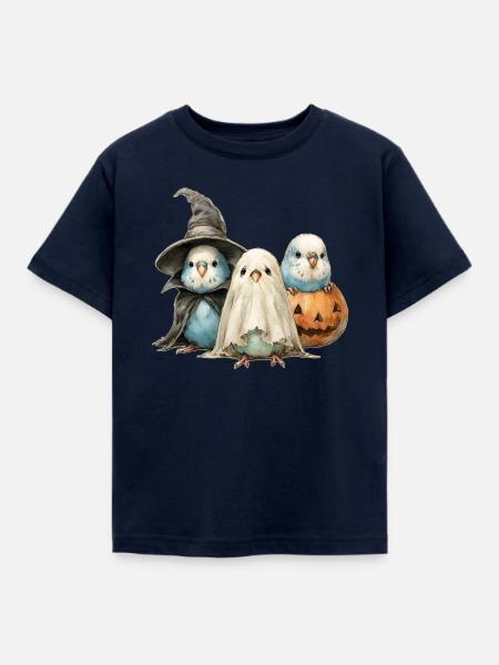 Wellensittiche Halloween - Kinder T-Shirt - Navy