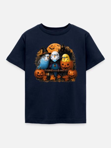 Halloween Wellensittiche - Kinder T-Shirt - Navy