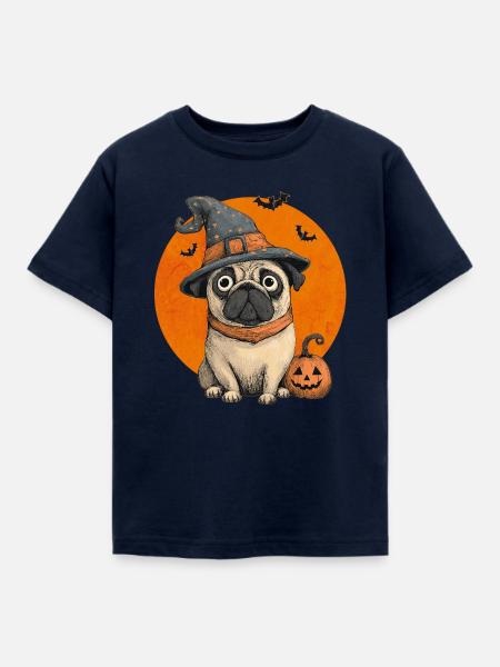 Mops Halloween - Kinder T-Shirt - Navy