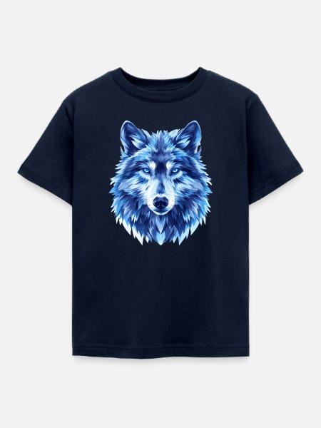 Blauer Wolf – Eisblauer Blick - Kinder T-Shirt - Navy