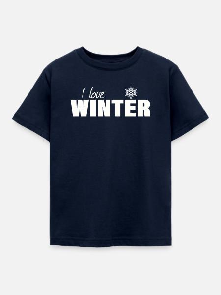 I LOVE WINTER - Kinder T-Shirt - Navy