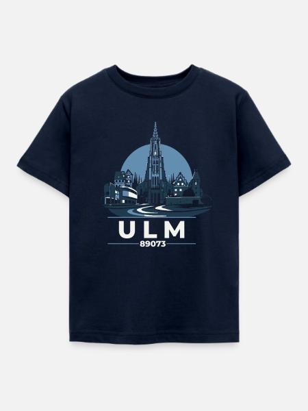 Ulm Skyline Silhouette mit Münster - Kinder T-Shirt - Navy