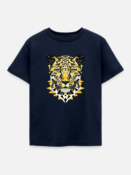 Abstrakter geometrischer Leopard - Farbdesign - Kinder T-Shirt - Navy