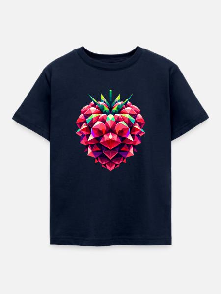 Geometrischer Himbeerbaum: Lebendiges Low-Poly-Artwork - Kinder T-Shirt - Navy