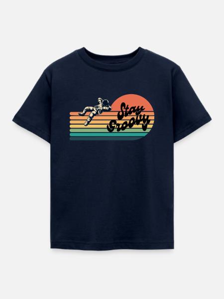 Stay Groovy -Retro Astronaut - Kinder T-Shirt - Navy