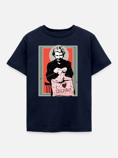 Techno Nähkunst Illustration - Kinder T-Shirt - Navy