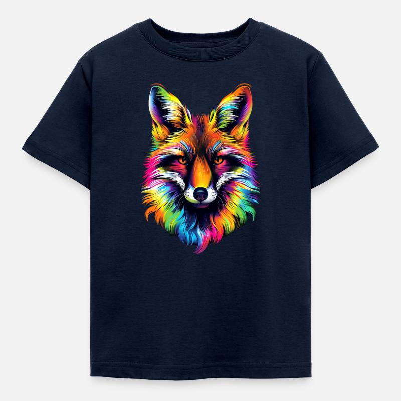 Fox Pop Art Farverige Fox Lover Red Fox Fox Foxes - Børne-T-shirt - marineblå