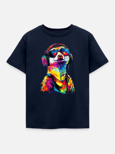 Erdmännchen Sonnenbrille Bunt Süßes Erdmännchen - Kinder T-Shirt - Navy