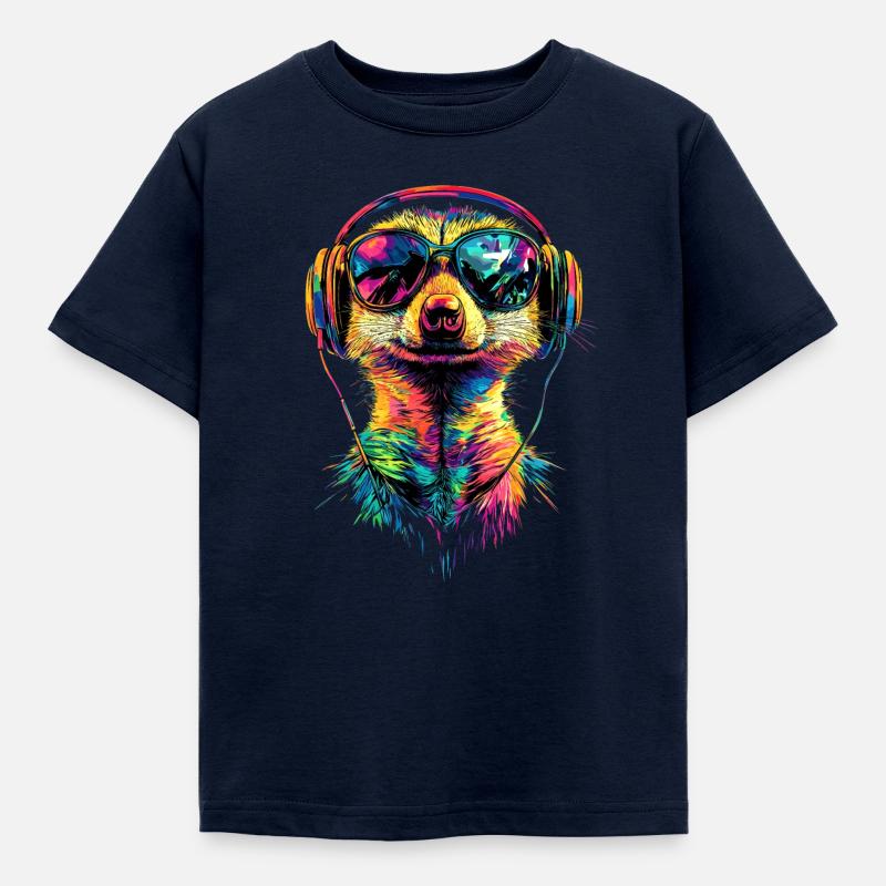 Erdmännchen Sonnenbrille Bunt Süßes Erdmännchen - Kinder T-Shirt - Navy