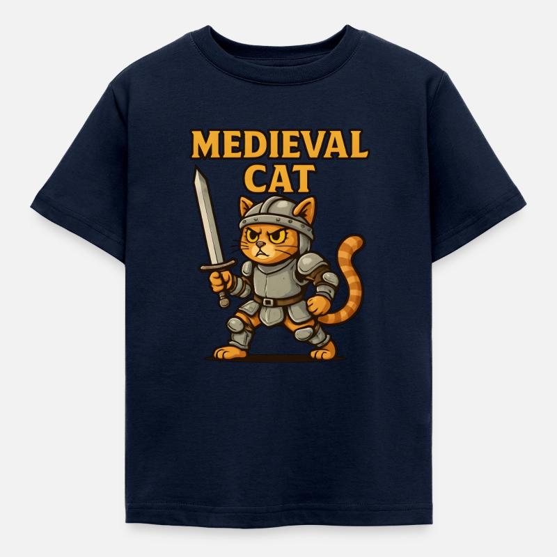 Mittelalter Katze - Kinder T-Shirt - Navy