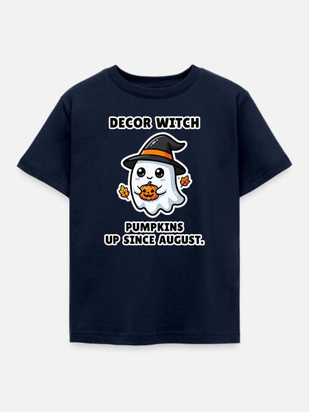 Dekorationshexe – lustiger Halloween-Hexengruppen-Kürbis - Kinder T-Shirt - Navy