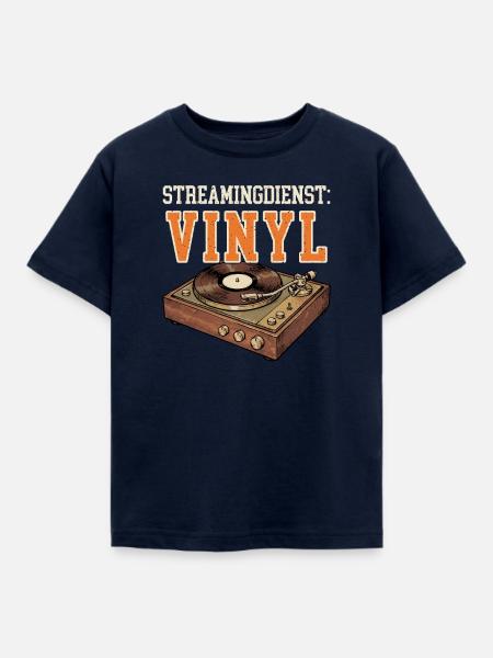 Schallplatten lustig - Streamingdienst: Vinyl - Kinder T-Shirt - Navy