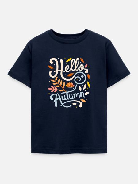 Hallo Herbsttypografie - Herbstmode - Kinder T-Shirt - Navy