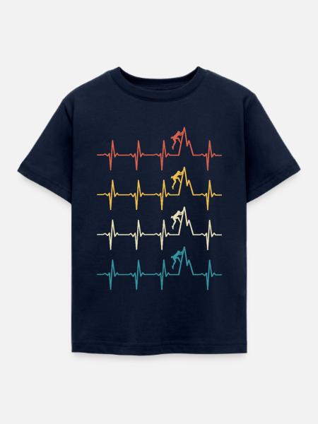 Kletternder Herzschlag-Kletterer - Kinder T-Shirt - Navy