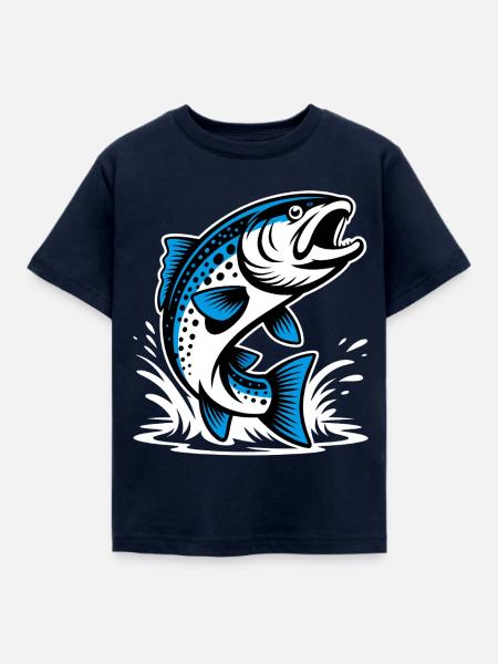 Springende Forelle - Kinder T-Shirt - Navy
