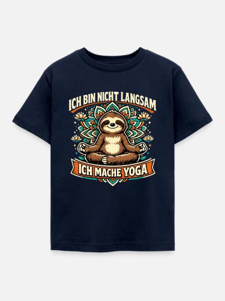 Ich mache Yoga Faultier  - Kinder T-Shirt - Navy
