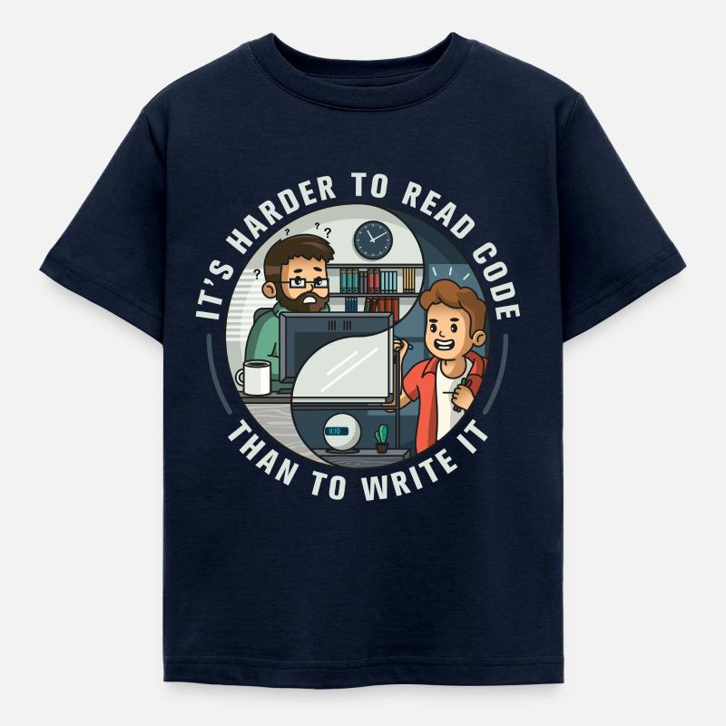 It's harder to read code than to write it - Kids' T-Shirt - navy