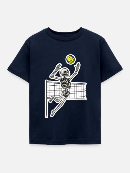 Volleyball-Skelett-Spike - Kinder T-Shirt - Navy