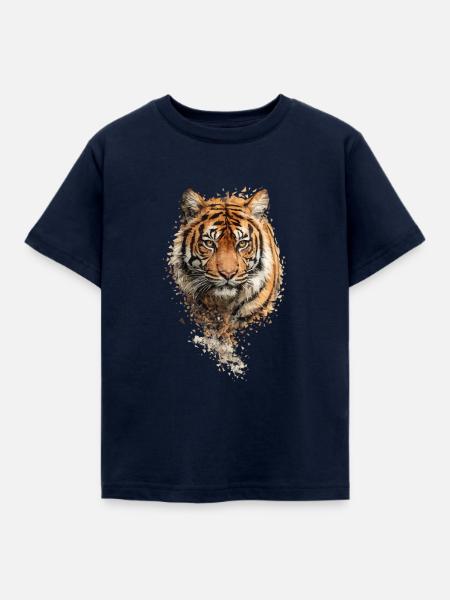 Tiger Aquarell Fragment - Kinder T-Shirt - Navy