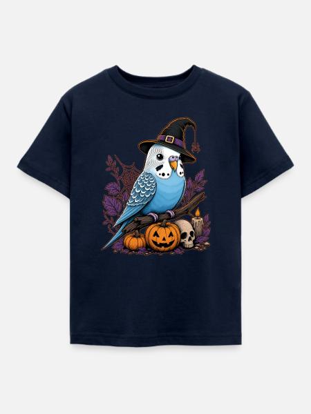 Wellensittich Halloween - Kinder T-Shirt - Navy