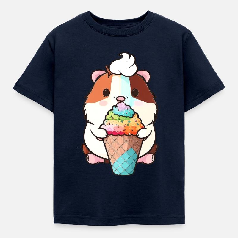 Kleiner Hamster mit buntem Eis - Kinder T-Shirt - Navy
