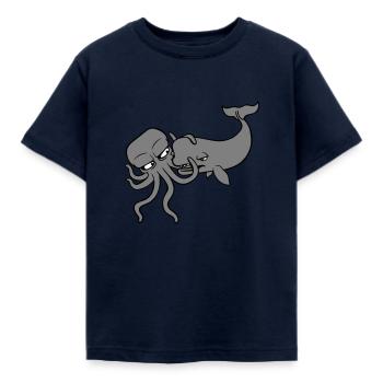 Octopus Whale 2 Combattre Monstre des profondeurs Monstre marin - T-shirt Enfant - marine - Devant - AI Model Kid Female (0cm)
