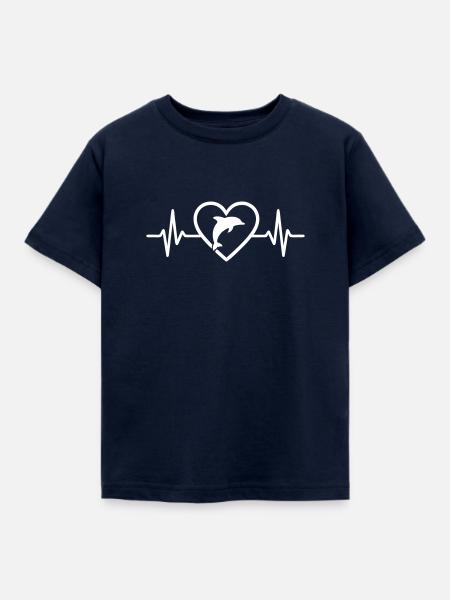 Delfin Meerestier Herz Delfin - Kinder T-Shirt - Navy