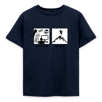 Problem Solved - Skiing - Kids' T-Shirt - navy - Front - AI Model Kid Female (0cm)